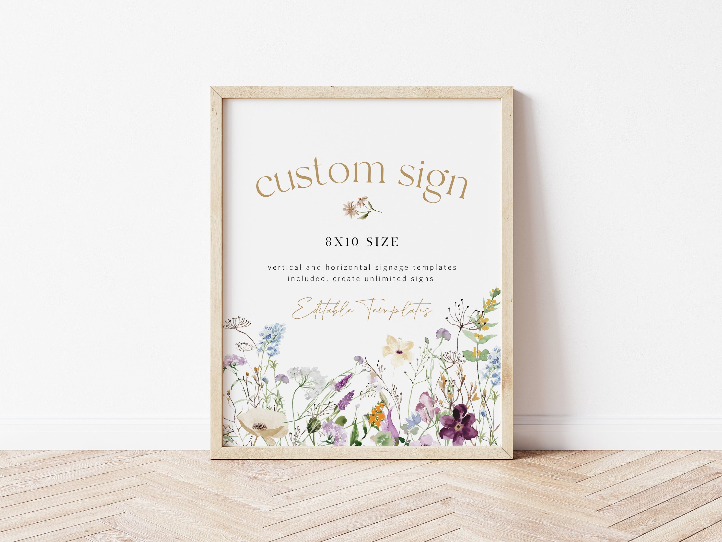 Wildflower Custom Sign portrait and Landscape Floral - Etsy