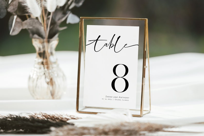 Minimalist Wedding Table Numbers, Modern Table Numbers, Templett Table Numbers, Reception Table Numbers, 5x7, 4x6, 3x5, WLP-DAL 4460 image 1