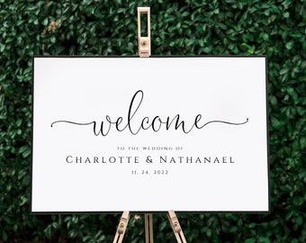 Printable Wedding Welcome Sign, Welcome to our Wedding Poster, Script Welcome Poster, Edit with TEMPLETT, WLP-FAA 2253