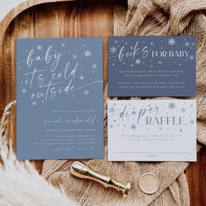 Winter Baby Shower Invitation, Baby It's Cold Outside Invitation, Modern Blue Baby Shower, Winter Wonderland Invite, TEMPLETT, WLP-WWL 7766 bild 1