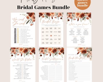 Fall Bridal Shower Game Bundle, Autumn Bridal Shower Games, Games Bundle, Customize Bridal Shower Games, Edit with TEMPLETT, WLP-AUO 7535