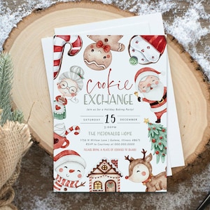 Christmas Cookie Exchange Invitation, Christmas Cookie Party Invitation, Cookie Party Invitation, Christmas Invite,  TEMPLETT, WLP-RCO 4475