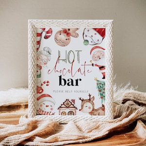 Hot Cocoa Bar Sign, Printable Hot Chocolate Bar Sign, Christmas Party Sign, Editable Drinks Sign, Dessert Bar Sign, TEMPLETT, WLP-RCO 6720