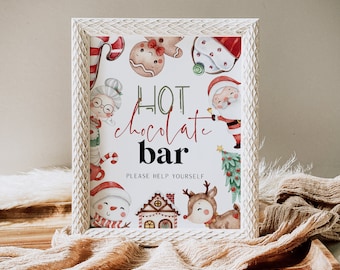 Hot Cocoa Bar Sign, Printable Hot Chocolate Bar Sign, Christmas Party Sign, Editable Drinks Sign, Dessert Bar Sign, TEMPLETT, WLP-RCO 6720