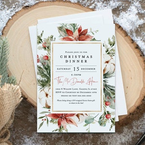 Christmas Party Invitation, Rustic Christmas House Party Invitation Template, Holiday Party Invitation, Edit with TEMPLETT, WLP-CHF 4481