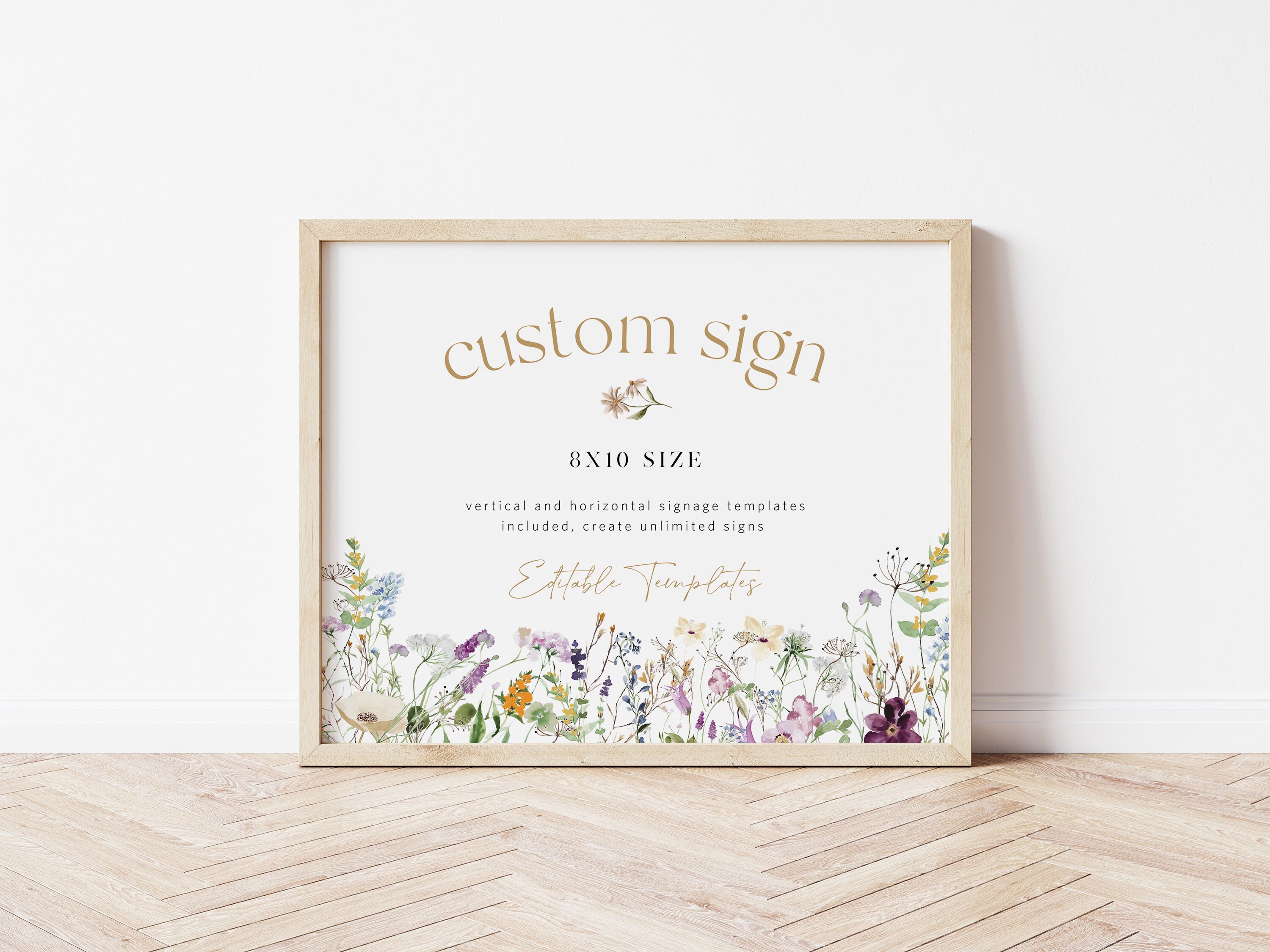 Wildflower Custom Sign portrait and Landscape Floral - Etsy