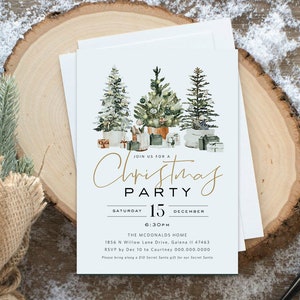 Christmas Invitation, Christmas Trees Party Invitation, Holiday Trees Invitation, Instant Download, Edit with TEMPLETT, WLP-GTR 4490