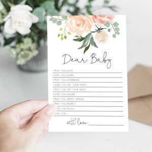 Wünsche für Babykarte, druckbare Babypartykarte, Gebete für Babykarte, bearbeitbare Gutwunschkarte, bearbeiten mit TEMPLETT, WLP-PEA 2601