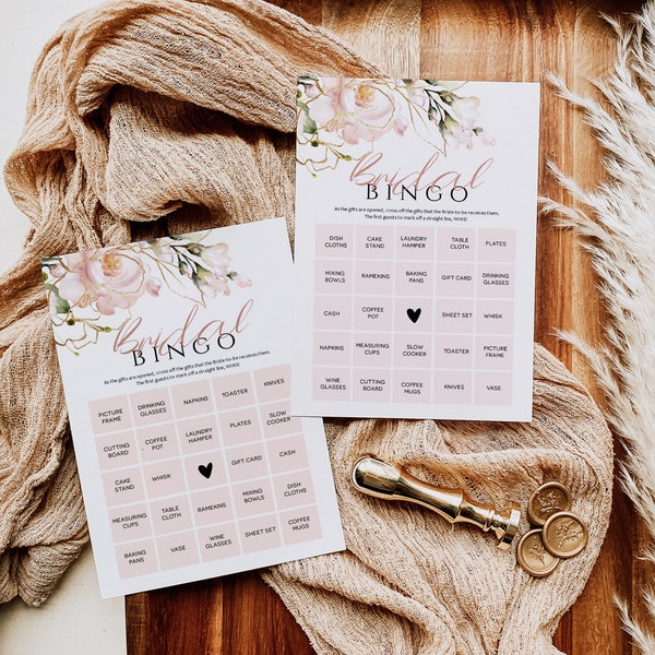 Pink Bridal Bingo,  Bridal Shower Bingo Game, Printable Bingo Cards, Editable Bingo Card, Edit with TEMPLETT, WLP-PGO 4365