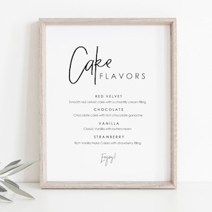 Cake Flavors Sign, Printable Caliigraphy Desserts Sign, Dessert Bar Sign, Wedding Cake Flavors Sign, Edit with TEMPLETT, WLP-PEN 2091