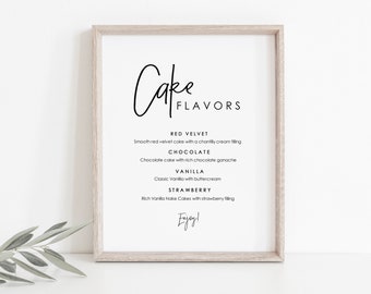 Cake Flavors Sign, Printable Caliigraphy Desserts Sign, Dessert Bar Sign, Wedding Cake Flavors Sign, Edit with TEMPLETT, WLP-PEN 2091