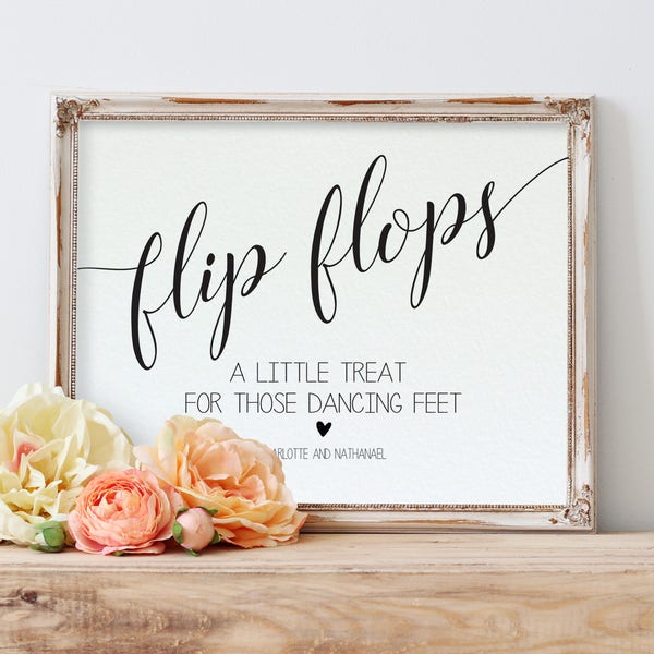 Flip Flops Wedding Sign Printable, Wedding sign Template, Dancing Feet Sign, Edit with TEMPLETT, Personalized, WLP- SOU 601
