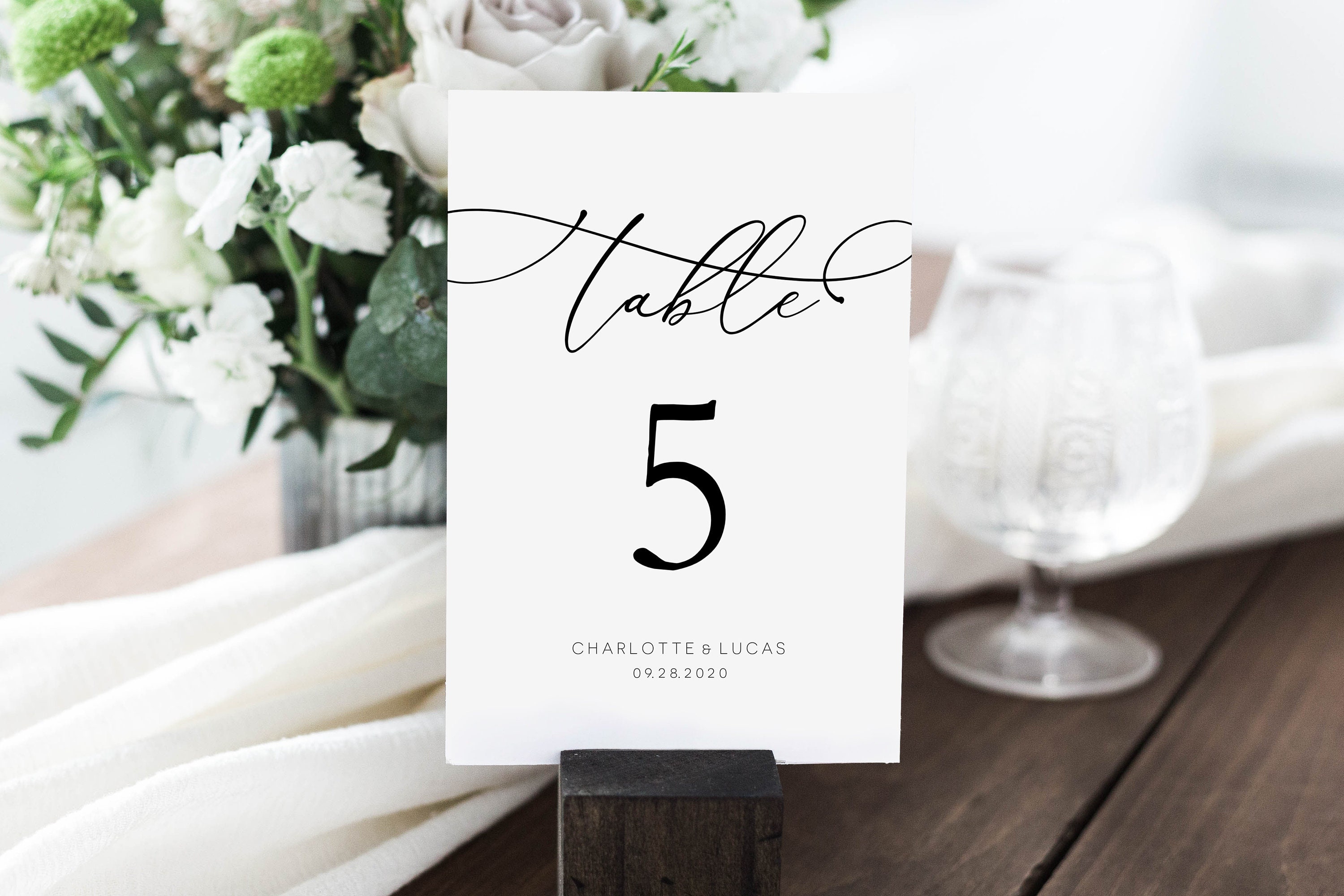 Calligraphy Table Sign Calligraphy Table Numbers, Script Table Numbers, Reception Table ...