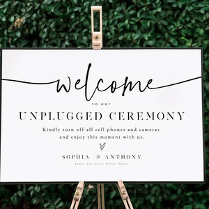 Unplugged Ceremony Sign, Minimalist Wedding Unplugged Poster Sign, Printable Wedding Sign, Edit with TEMPLETT, WLP-PAL 5620