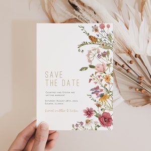 Wildflower Save the Date, Floral Wedding Save-the-date Invitation, Wildflower Wedding, Instant Download, Edit w TEMPLETT, WLP-WIL 4765 image 2