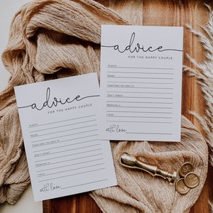 Minimalist Bridal Advice Card, Writing Cards, Modern Bridal Advice Sign, Bridal Shower Advice, TEMPLETT, WLP-ODA 5702