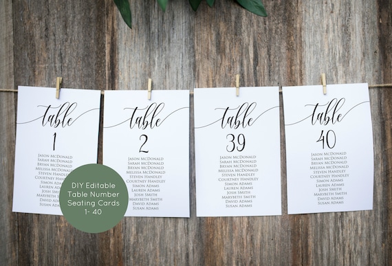 Table Seating Chart Cards