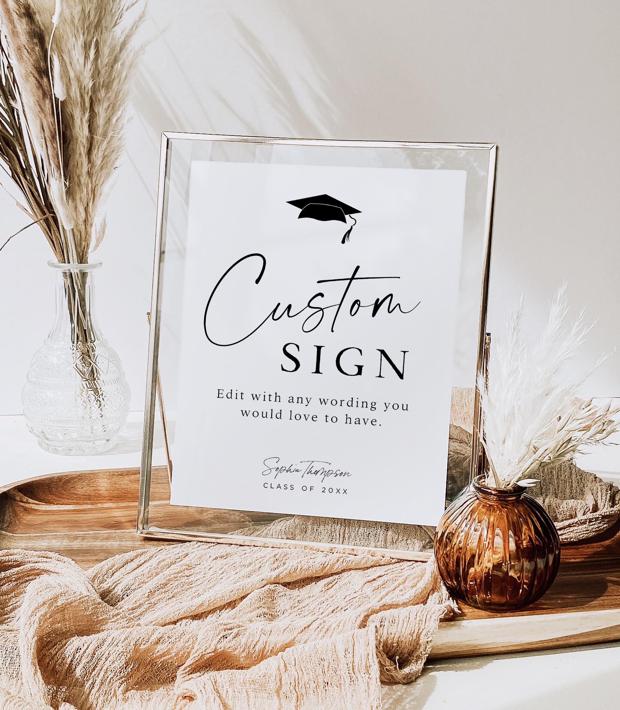 Graduation Mini Sign Graduation Editable Signs, Modern Custom Sign, Graduation Party, Create ...