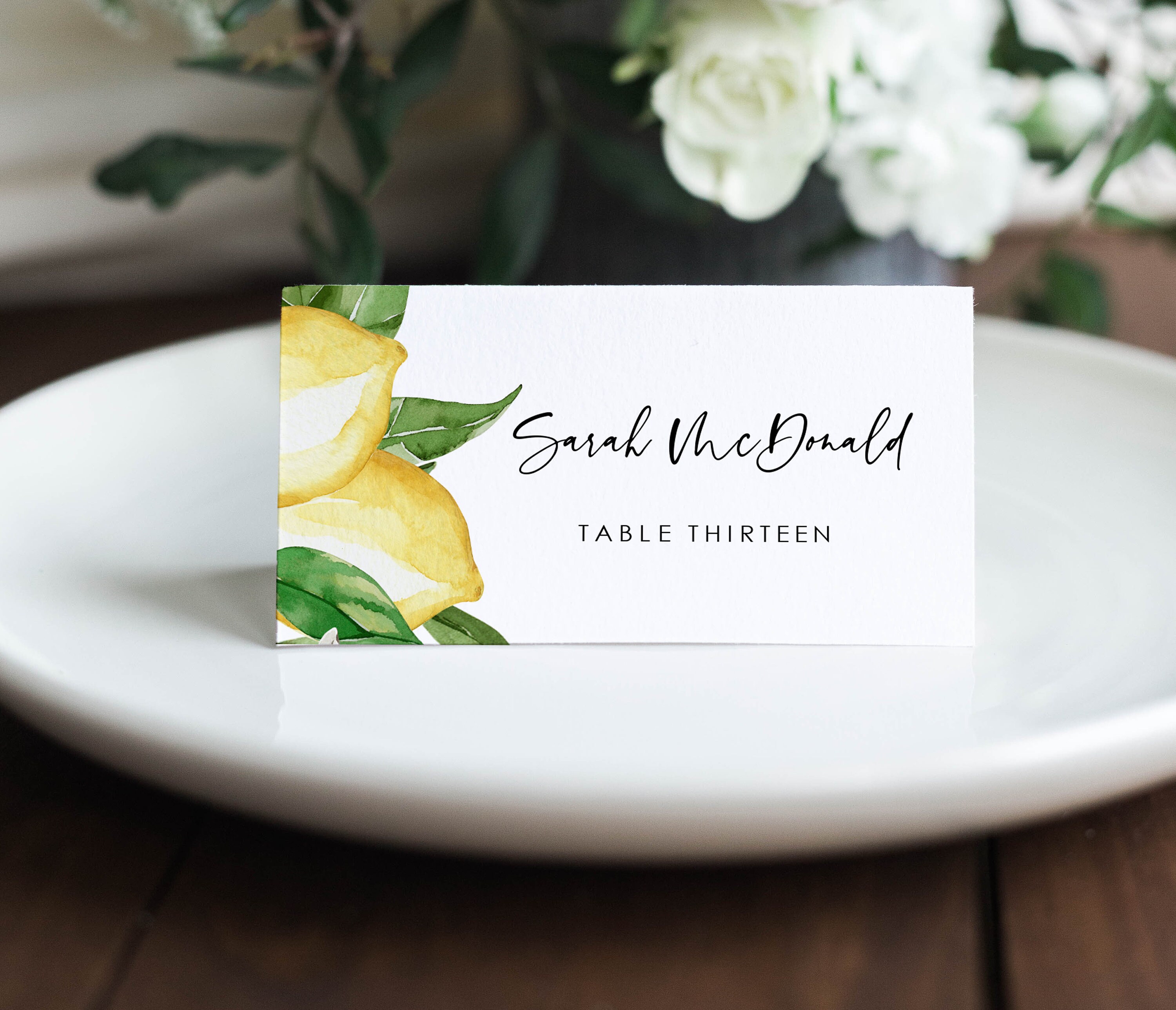 Lemon Place Card Printable Templett Place Cards Citrus - Etsy Israel