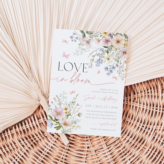 Love in Bloom Bridal Shower Invitation, Bohemian Invitation, Wildflower Bridal Shower Invitation, Edit with TEMPLETT, WLP-PAS 8364