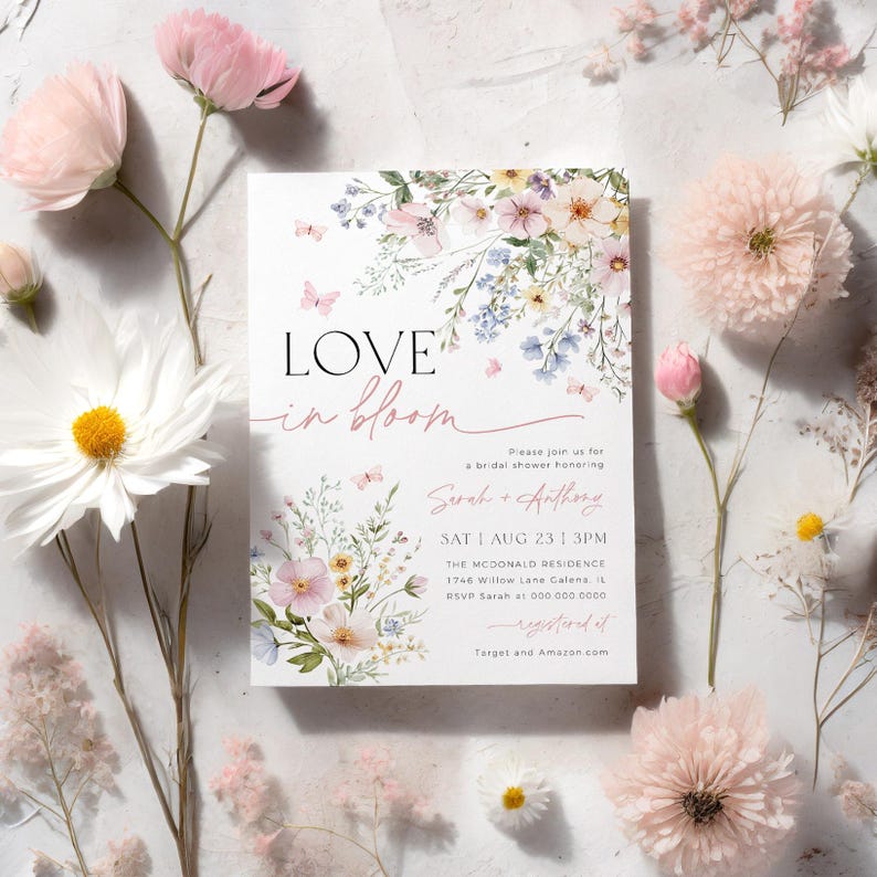 Love in Bloom Bridal Shower Invitation, Bohemian Invitation, Wildflower Bridal Shower Invitation, Edit with TEMPLETT, WLP-PAS 8364 bild 3