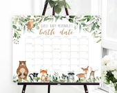 Woodland Baby Due Date Calendar, Baby Shower Game, Guess Baby's Birthday, Editable Baby Prediction, TEMPLETT, Due Date Game, WLP-RWW 4003