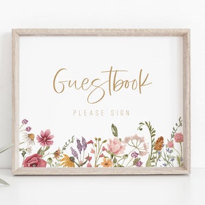 Guestbook Sign, Please Sign our Guestbook, Floral Wedding Guestbook Sign, Edit with TEMPLETT, Printable Guestbook Sign, WLP-WIL 4707