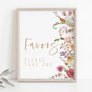 Wildflower Favor Sign Printable, Favor Sign Template, Floral Favors Sign, Instant Download, Wedding Sign, Favours Sign, WLP-WIL 4521