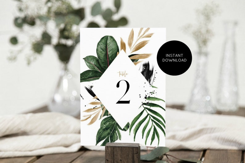 Printable Table Numbers Tropical Table Numbers 5x7 4x6 - Etsy