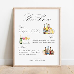Script Drinks Sign, Printable Bar Menu Template, Editable Bar Sign, 4 ...