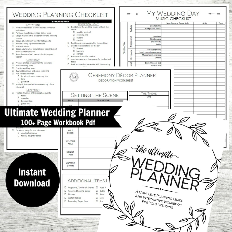 wedding planner printable wedding binder wedding checklist