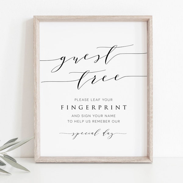 Guest Tree Fingerprint Sign, Wedding Thumbprint Guestbook Sign, 8x10, Printable Wedding Guestbook Sign, TEMPLETT, WLP-SCR 3411