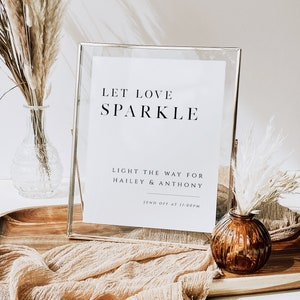 Let Love Sparkle Sign, Sparkler Send Off Sign, Wedding Sparklers Sign, Editable Sign, Minimalist, Edit with TEMPLETT, WLP-SLI 4867