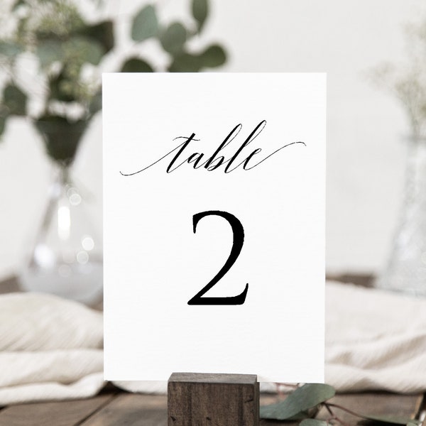 Wedding Table Numbers Template, Printable Table Numbers, Calligraphy Table Numbes, 5x7, 4x6, Edit with TEMPLETT, WLP-SLA 993