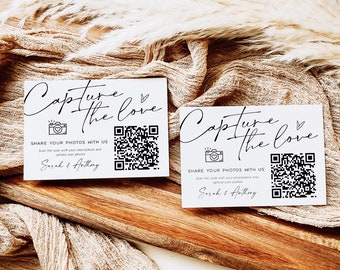 Capture the Love Wedding QR Code Card, Wedding Photo card, qr code wedding card, Instant Download, Edit with Templett, WLP-SAL 7249