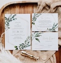 Greenery Wedding Invitation Template, Printable Wedding Invitation, Wedding Invitation, Edit with TEMPLETT, Instant Download, WLP-GBR 4241