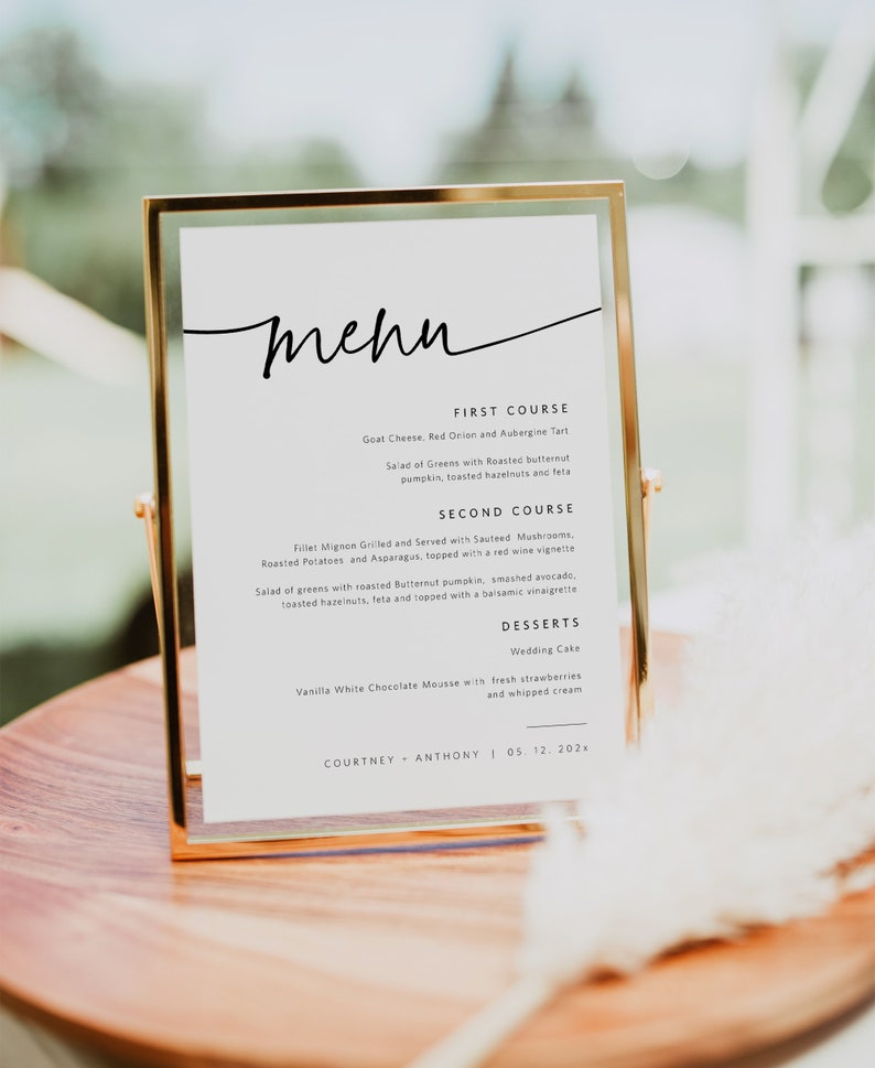 Wedding Menu Template, Printable Menu Card, 5x7 & 8x10 Wedding Menu Printable, Instant Download, Edit with TEMPLETT, WLP-PAL 5622 image 3