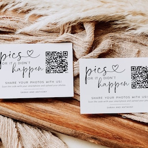 Pics or It Didn't Happen, Wedding QR Code Card, Wedding Photo card, qr code wedding card, Instant Download, Edit with Templett, WLP-PAL7251