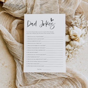 Dad Jokes Baby Game, Printable Baby Shower Game, Editable Dad Jokes, Baby Shower Game, Instant Download, Editable, TEMPLETT, WLP-SIL 5827