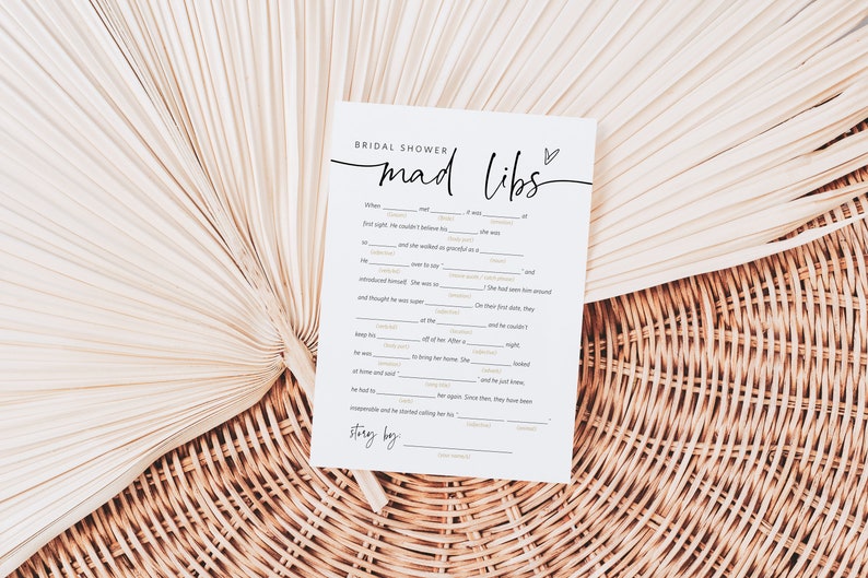 Bridal Shower Mad Libs, Bridal Mad Libs Game, Minimalist Bridal Shower Mad Libs, 100% Editable Text, Edit with TEMPLETT, WLP-PAL 5734 bild 3