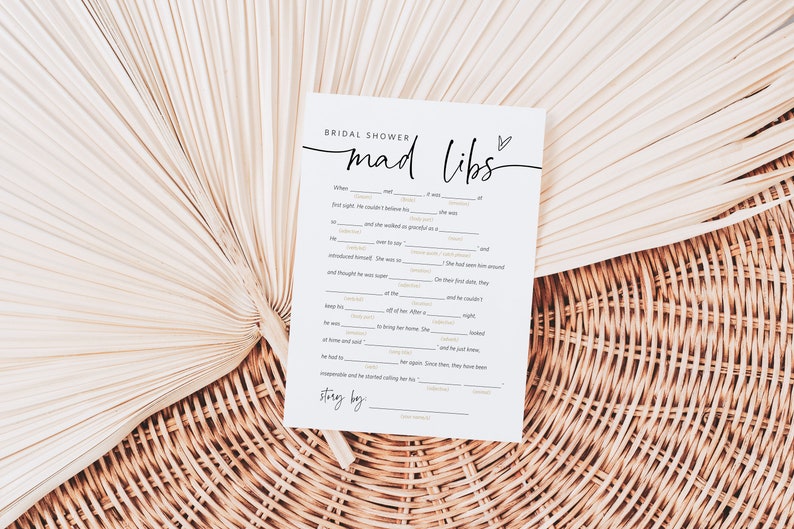 Bridal Shower Mad Libs, Bridal Mad Libs Game, Minimalist Bridal Shower Mad Libs, 100% Editable Text, Edit with TEMPLETT, WLP-PAL 5734 image 3