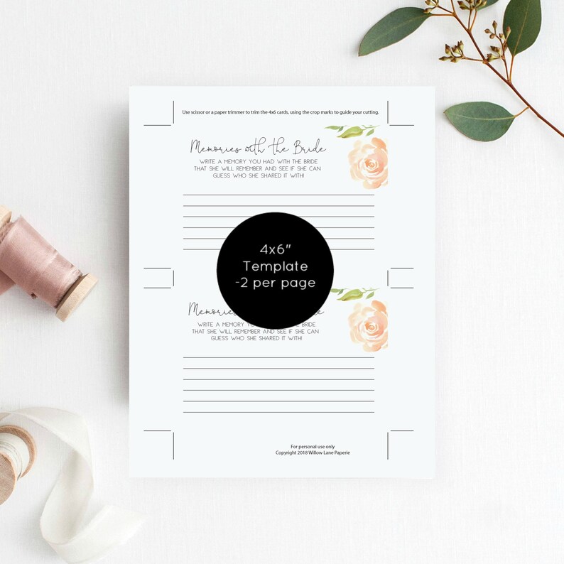 Peach Bridal Shower Game Cards Instant Download Share a Memory Game Bridal shower Sign Memories with the Bride Game WLP980