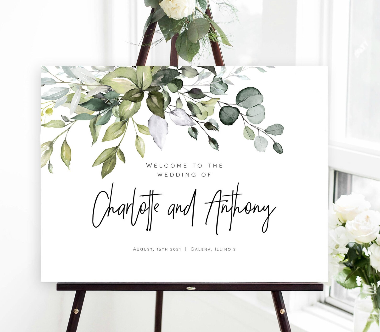 Greenery Welcome Sign Welcome Poster Printable Welcome Sign | Etsy