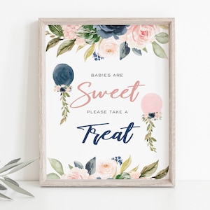 Babies are Sweet Please take a Treat Sign, Gender Reveal Party Sign, Dessert Table Sign, Navy and Pink Shower Sign, TEMPLETT, WLP-NBL 3919