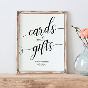 Cards and Gifts Sign, Gifts Table Sign, 8x10, Cards and Gifts Printable, Wedding Sign,  Edit with TEMPLETT. WLP-SOU