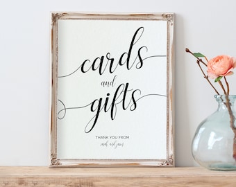 Cards and Gifts Sign, Gifts Table Sign, 8x10, Cards and Gifts Printable, Wedding Sign,  Edit with TEMPLETT. WLP-SOU