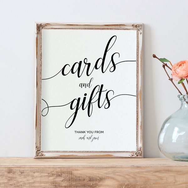 Cards and Gifts Sign, Gifts Table Sign, 8x10, Cards and Gifts Printable, Wedding Sign,  Edit with TEMPLETT. WLP-SOU