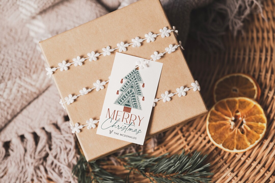 Christmas Trees Tag, Christmas Gift Tag, Holiday Gift Tag Template ...