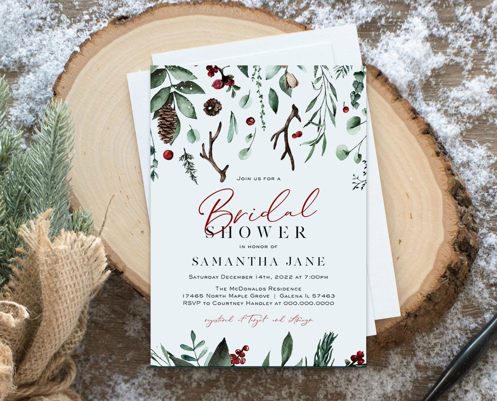 Christmas Bridal Shower Invitation Bridal Shower Invitation Etsy UK