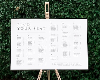 Minimalist Seating chart, Wedding Seating Chart, Alphabetical Seating Chart, Modern Wedding Poster, Edit with TEMPLETT, WLP-SLI 4504